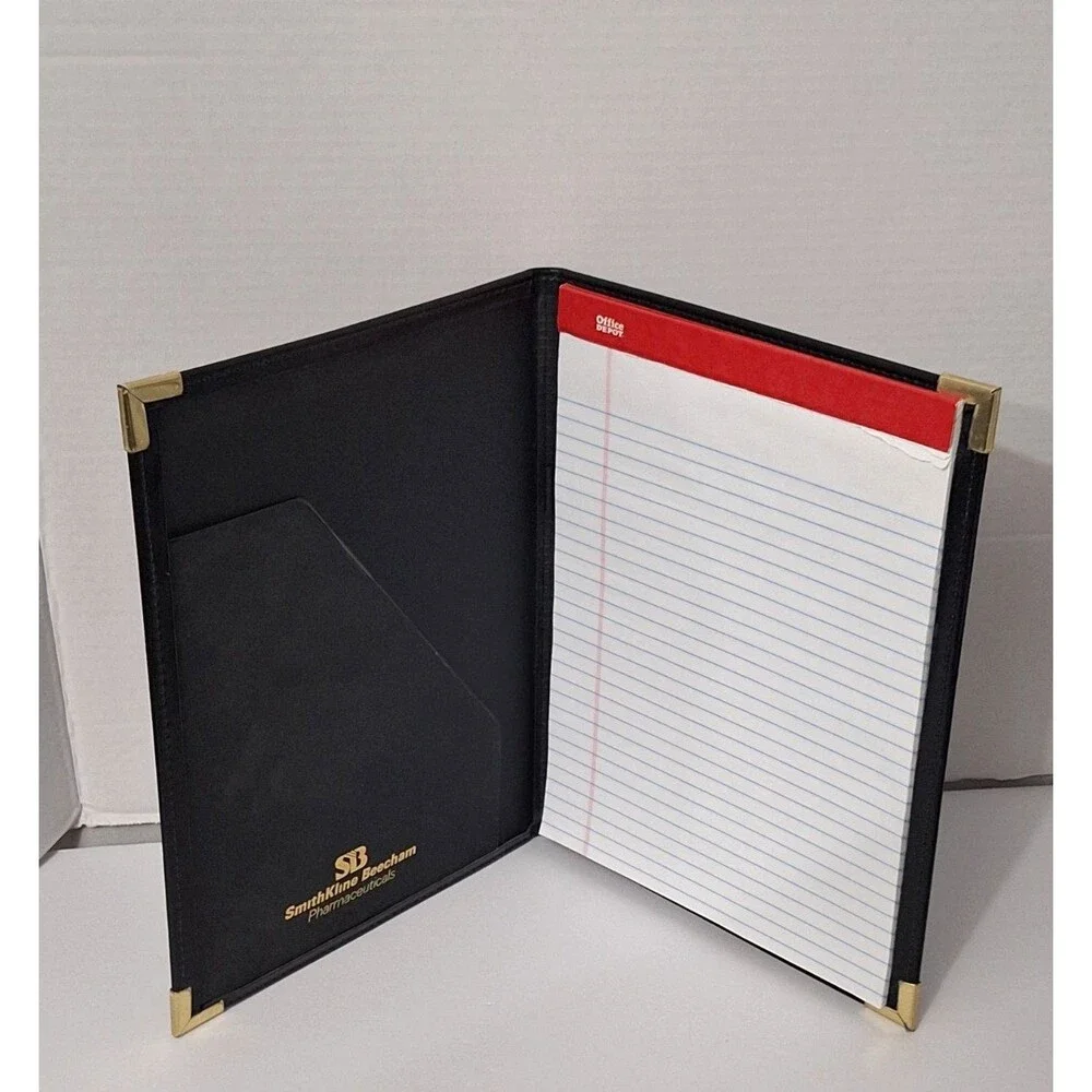 VTG Smithline Beechman Pharmaceuticals Leather Notepad Portfolio Folder Binder
